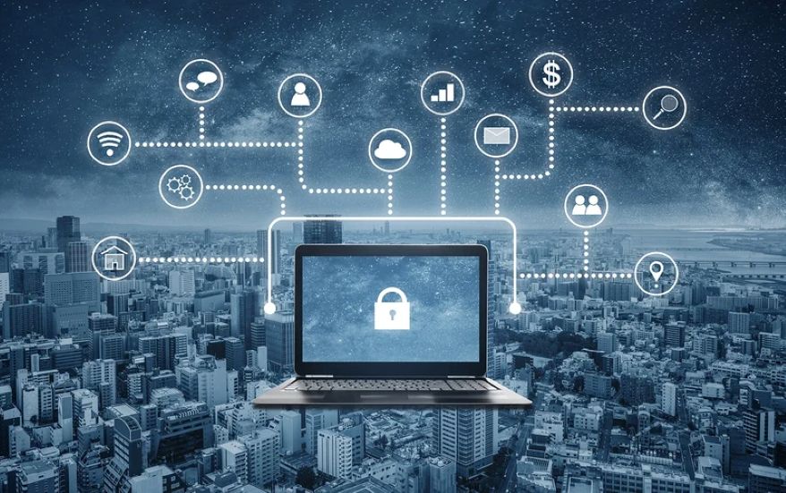 Cyber security connects devices and protects online data