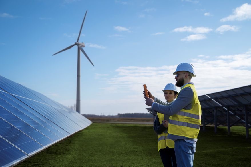 renewable energy site with a wind turbine 